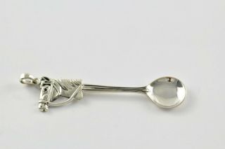 Victorian Style Horse Head With Ruby Eyes Salt Or Mustard Pendant Spoon Silver