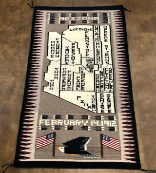 A Uniquely And Finely Woven Navajo Textile Commemorating The State Of Arizona