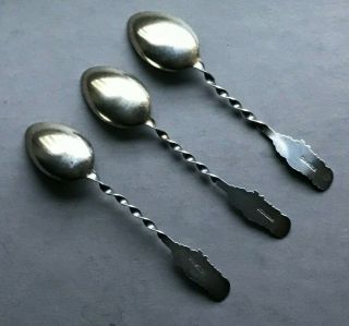 Sterling Silver Demitasse Spoons Twisted Handle Set of 3 Spoons 3 - 1/2 Inches 2