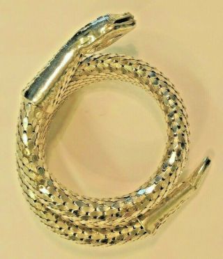 VTG Whiting & Davis Silver Mesh 2 Coil 3D Snake Serpent Bracelet Signed - Lovely 2
