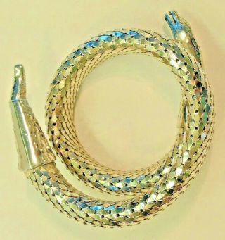 VTG Whiting & Davis Silver Mesh 2 Coil 3D Snake Serpent Bracelet Signed - Lovely 3