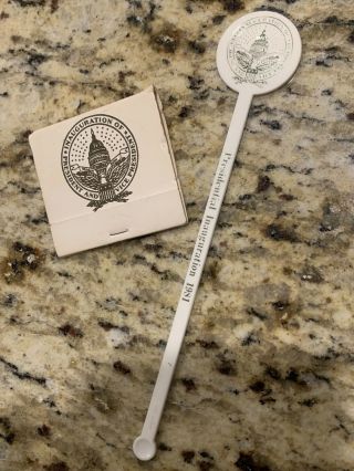 1981 Reagan Presidential Inauguration Match Book & Swizzle Stick Set Antique