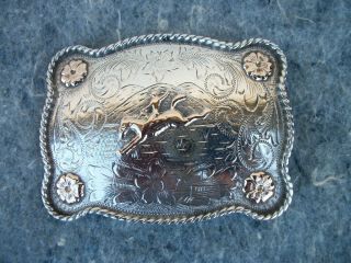 Vintage Sterling Silver & Gold Western Belt Buckle Rodeo Horst Cowboy 2