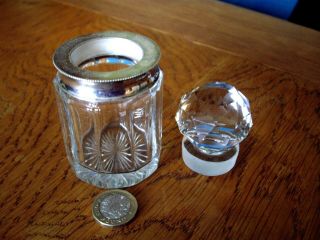 Antique hallmarked silver dressing table jar. 3