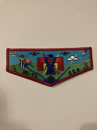 Boy Scout Oa Lodge 324 Ini - To 1992 Vigil Patch Flap Red Bordered Ini - To