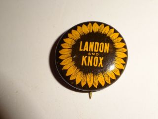 1936 Vintage Landon Knox Presidential Campaign Pin Back Bastian Brothers Rochest