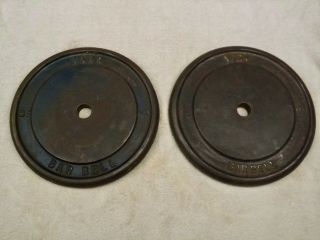 2 Vintage York Weight Plates 25 - Lbs Ea.  Cast Iron 1 Inch