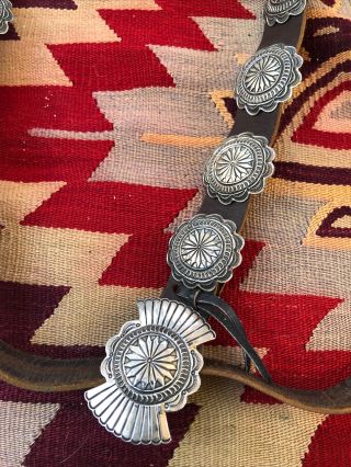 Good Old Pawn Stamped Sterling Silver Navajo Indian Southwestern Concho Belt 3