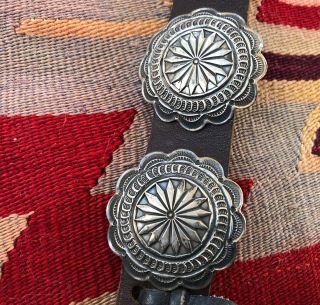 Good Old Pawn Stamped Sterling Silver Navajo Indian Southwestern Concho Belt 6