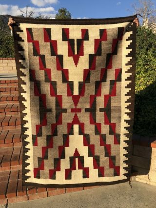 Vintage Arizona Navajo Rug Large Native American Indian Textile 69” By 44” 3