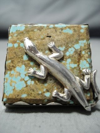 Fantastic San Felipe Native American 8 Turquoise Sterling Silver Gecko Ring