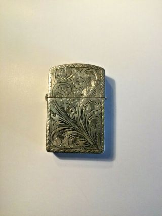 Vintage Antique Sterling Silver Vesta Match Holder Floral Design No Monogram