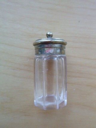 Antique Glass Salt & Pepper Shakers,  Condiment Jar in Silverplate Caddy 3
