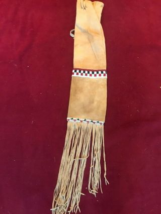 Vintage Handmade Native American Beaded Pipe Bag 4