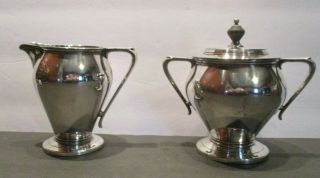 Antique Wilcox S.  P Co.  7047 - Silver Plate Creamer & Lidded Sugar Bowl Set - Heavy