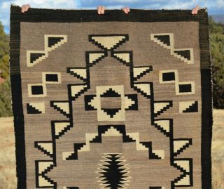 Large Old Navajo Indian Rug - Natural Black White Grey Handspun Wools - 69 x 41 2