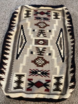 Vintage Native American Indian Navajo Hand Made Wool Rug Storm Pattern 46.  5”x34”