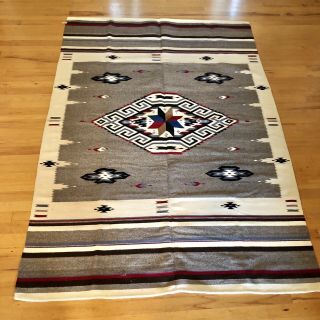 Vintage Southwest Design Wool Rug Blanket Wall Hanging 80”x56”
