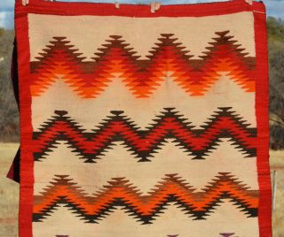 Old Navajo Indian Rug - Colorful Blanket Serrated Zig Zag Stripes - 68 x 43.  5 2