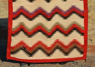 Old Navajo Indian Rug - Colorful Blanket Serrated Zig Zag Stripes - 68 x 43.  5 3