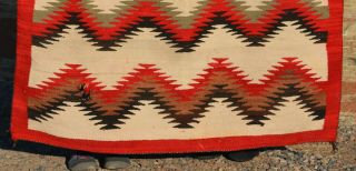 Old Navajo Indian Rug - Colorful Blanket Serrated Zig Zag Stripes - 68 x 43.  5 4