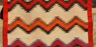 Old Navajo Indian Rug - Colorful Blanket Serrated Zig Zag Stripes - 68 x 43.  5 5