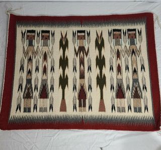 Vintage Navajo Yei Bi Chei Rug Wool 28 " ×22 " Native American Hand Woven