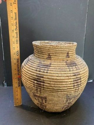 Large Vintage Hand Woven Native American Indian ? Basket Olla 14 " High