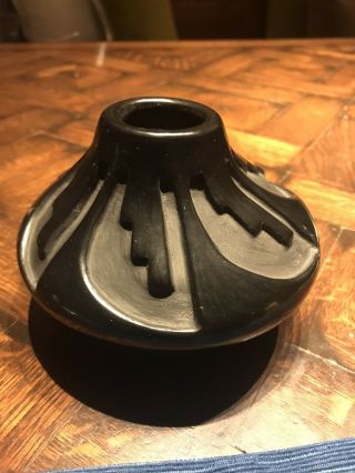 Vintage Native American Santa Clara Pueblo Art Celestina Naranjo Blackware Vase