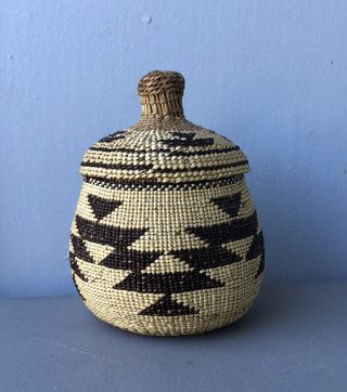Old California Indian Basket With A Lid