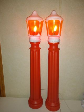 Vintage 40 Inch Union Lantern Lamp Post Christmas Blow Mold Light Up
