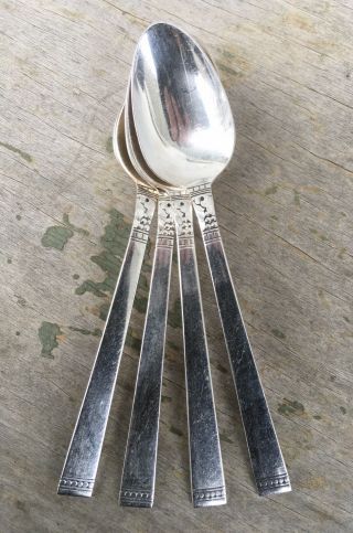Set 4 Oneida Community Silverplate 1939 Soup Spoons Forever Art Deco 7 3/8”