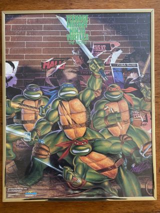Vintage 1989 Teenage Mutant Ninja Turtles Promo Movie Poster Framed - 20x16