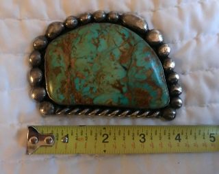 STRIKING Turquoise and Silver Belt Buckle - American c.  1950s 3