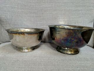 Two Webster Wilcox By International Silver Co Silverplate Footed Bowls - 7 " & 5 "