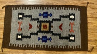 Vintage Native American Indian Navajo Hand Made Wool Rug 32” X 59” Estate Find