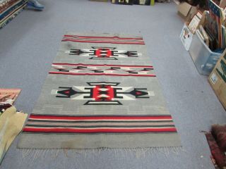 Vintage Hand Woven Mexican Latin American Weaving Kilim Blanket Rug Wool 44 " X68 "