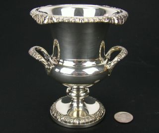 Vintage Small Silver Plate Handled Urn,  Prince Of Wales Feather Mark