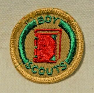 Red Book Boy Scout Bookbinder Proficiency Award Badge Tan Cloth Troop Large $1