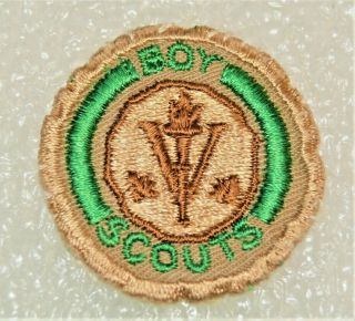 V For victory design Boy Scout coin Collector proficiency Award Badge Tan Cloth