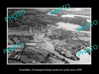 Old 8x6 Historic Photo Of Enniskillen Ireland Aerial View Of Town C1950 1