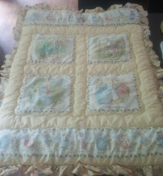 Vintage Quiltex Peter Rabbit Beatrix Potter Baby Comforter Lovey Blanket Usa