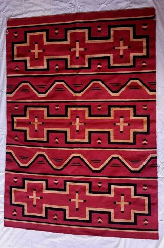 Hand Woven Navajo Style Wool Vintage Southwest Mexican Rug 50 " X 70 "
