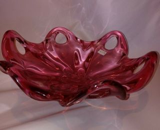 Vintage 1960’s Murano Art Glass Pink Cased Bowl Dish Ashtray