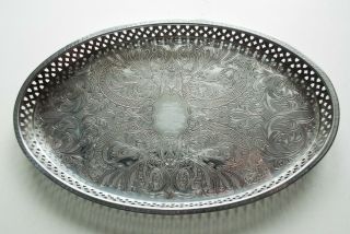 Vintage,  Oval,  Silver Plated Galleried Tea Tray By Pendragon