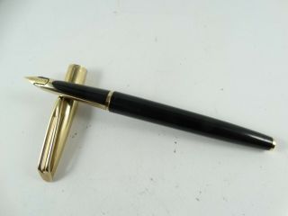 Vintage Waterman C/f Gold Plated Cap Fountain Pen France 18k Gold Nib