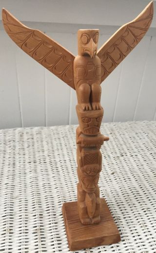 Vintage 1963 Ellen Neel Northwest Coast Haida Indian Hand Carved Wood Totem Pole