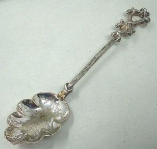 Victorian Silver Plated Sugar Spoon In Twigs Tree Branch Handle Novelty Pattern