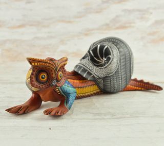 Magia Mexica | A2020 Iguana Owl Alebrije Oaxaca Wood Carving Handcraft