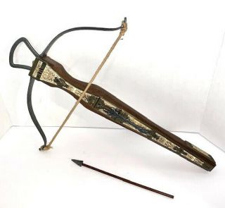 Vintage Decorative Medieval Crossbow Solid Wood Metal Accents And Embellishments